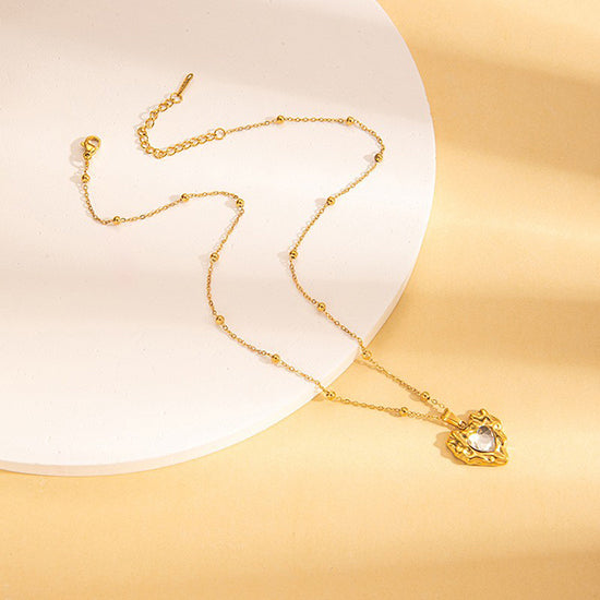 Gold Necklace With Emerald Green And Red Gemstone